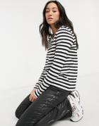 Selected Femme Organic Cotton Long Sleeve T-shirt In Stripe-multi