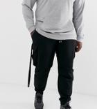 Asos Design Plus Tapered Sweatpants With Cargo Pockets And Strapping-black