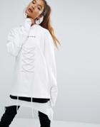 Criminal Damage Oversized Hoodie With Lace Up - White