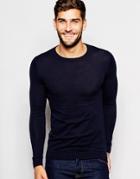 Asos Muscle Fit Sweater In Navy Cotton - Navy