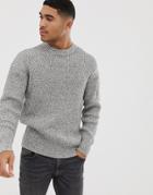 Bershka Knitted Sweater In Gray - Gray