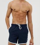 Asos Design Tall Runner Swim Shorts In Navy With Triple Binding