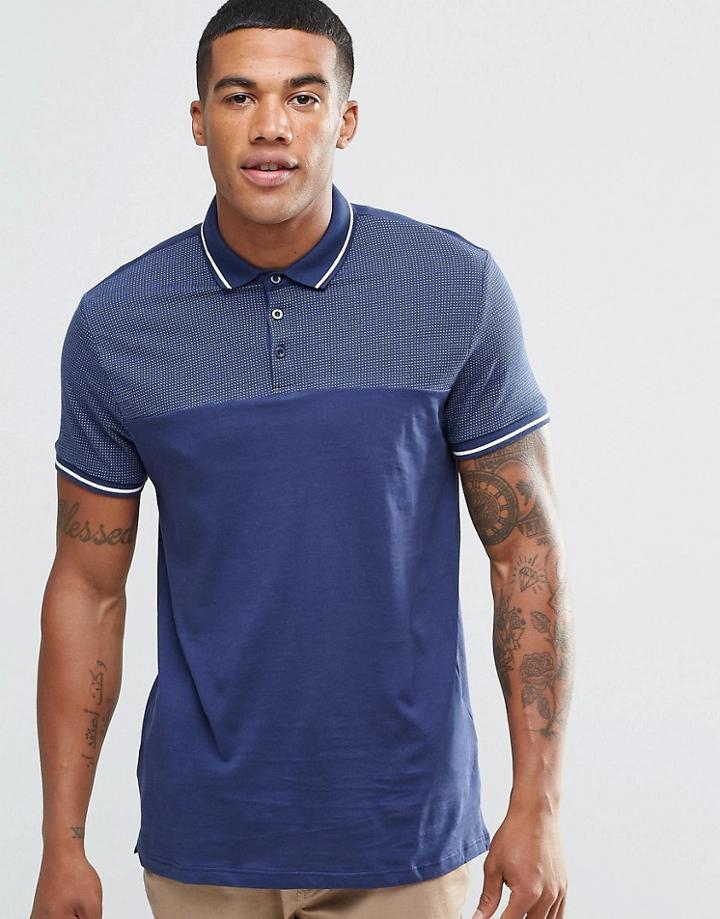 New Look Polo Shirt In Navy With Pin Dot - Navy