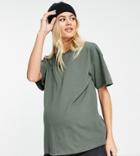 Asos Design Maternity Ultimate Oversized T-shirt In Khaki-green