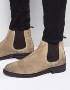 Asos Chelsea Boots In Stone Suede With Chunky Sole - Beige