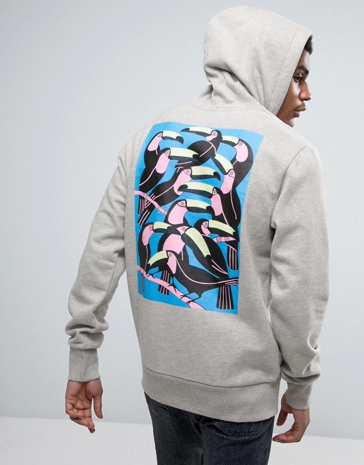 Friend Or Faux Beak Back Print Hoodie - Gray