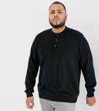 Jacamo Knitted Polo With Texture Panel In Black - Black