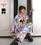 Collusion Photographic Print Satin Pants In Pink - Part Of A Set-multi