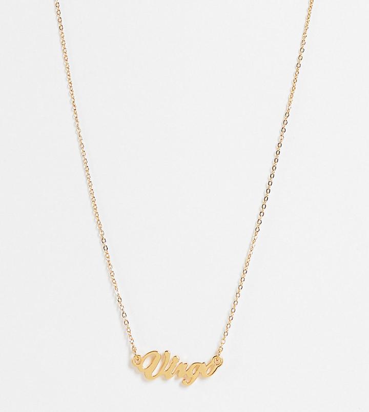 Asos Design 14k Gold Plated Necklace With Zodiac Virgo Pendant