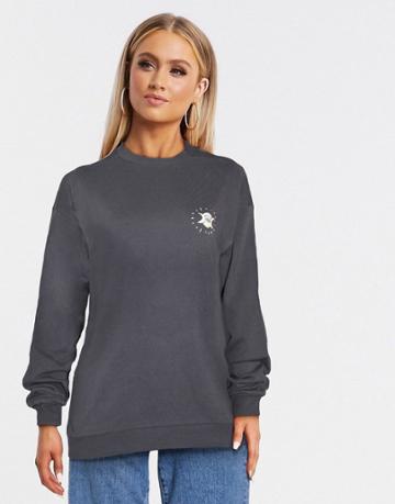 Asos Design Sweatshirt With Spiritual Fortunes Print-grey