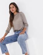 Mango Ribbed Fine Knit Sweater In Beige-neutral