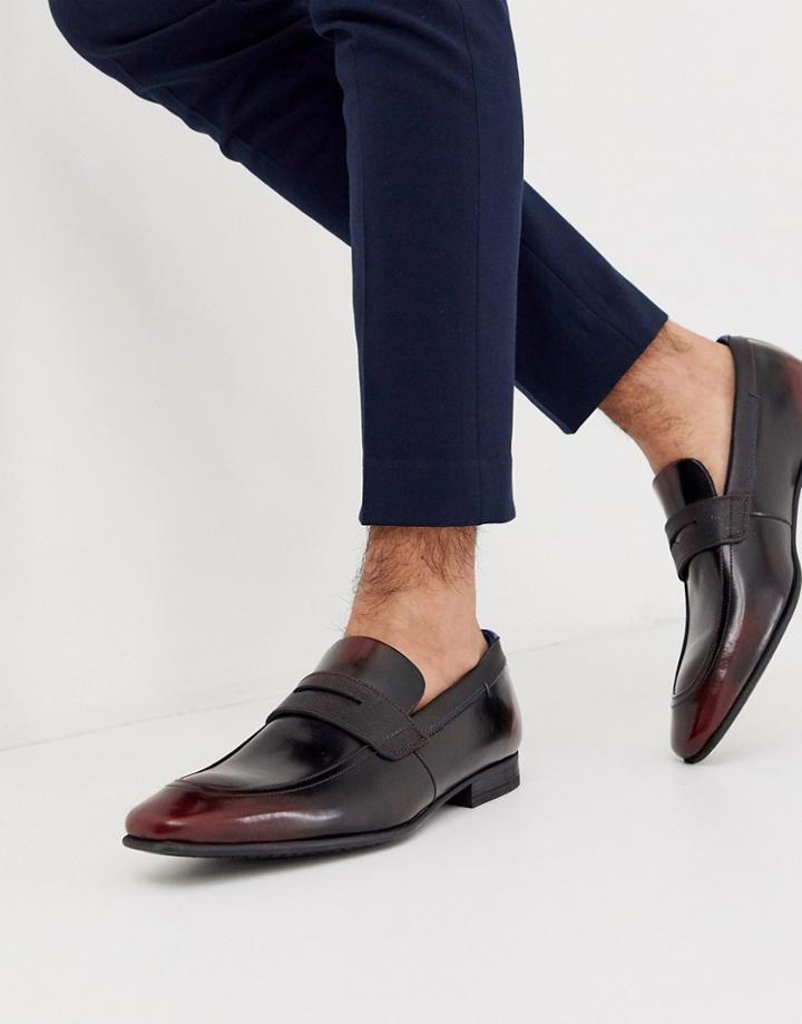 Ted Baker Gaelhi Loafers In Burgundy Hi Shine - Red