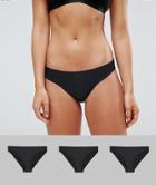 Asos Design 3 Pack Basic Seam Free Brazilian Pants - Black
