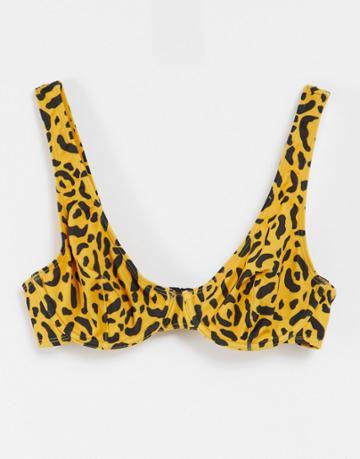 Monki Minelli Recycled Mix And Match Underwired Bikini Top In Leopard Print-multi
