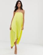 Asos Design Bandeau Midi Dress In Satin-yellow