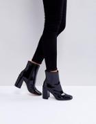 Asos Engage Patent Ankle Boots - Black
