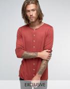 Reclaimed Vintage Jersey Collarless Shirt - Orange