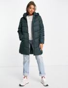 Vila Recycled Blend Padded Coat With Hood In Green