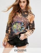 Reclaimed Vintage Oversized Long Sleeve T-shirt With Guns And Roses Print - Multi