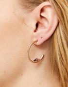 Allsaints Amethyst Stone Detail Hoop Earrings In Gold