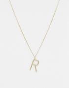 Designb London Gold R Initial Textured Pendant Necklace - Gold