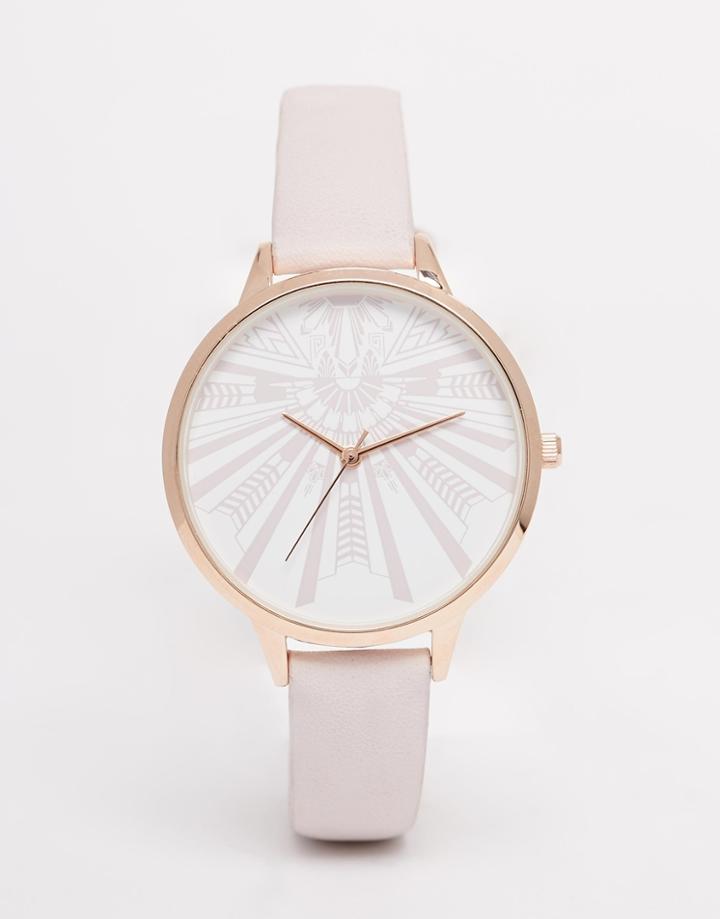 Asos Geo Print Large Face Watch - Pink