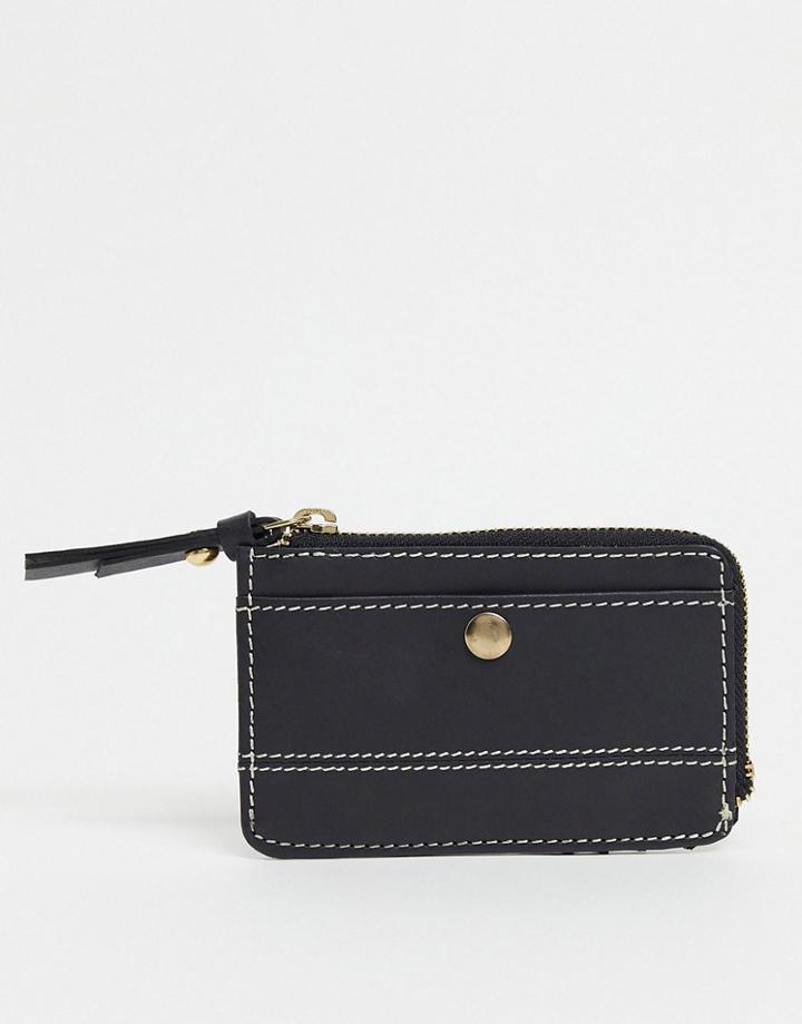 Topshop Leather Mini Purse In Black