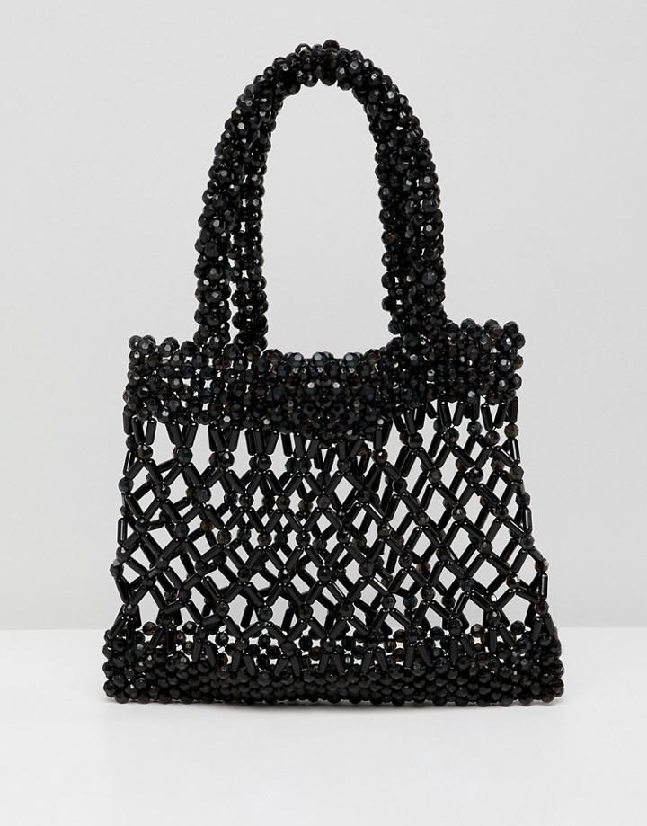 Asos Design Beaded Grab Clutch Bag - Black