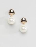 Asos Design Pearl Drop Earrings - Gold