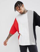 Asos Design Oversized T-shirt With Vertical Color Block - Multi