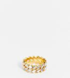 Asos Design 14k Gold Plated Ring With Diagonal Baguette Crystals
