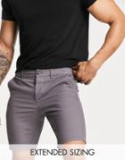 Asos Design Skinny Chino Shorts In Charcoal-gray