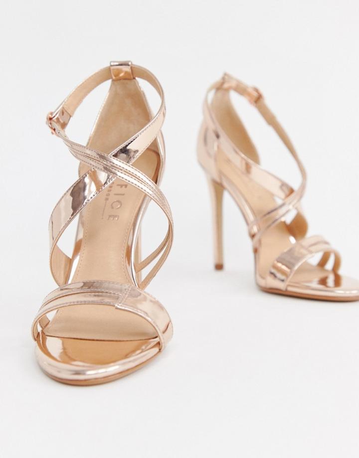 Office Hagan Rose Gold Strappy Heeled Sandals