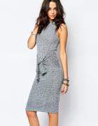 Noisy May Tie Front Wrap Dress - Gray