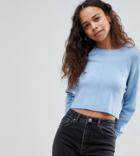 Asos Design Petite Oversized Sweater With Seam Detail - Blue
