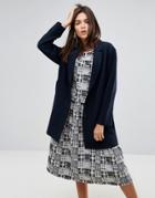 Ymc Raw Edge Wool Coat - Navy