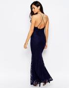 Jessica Wright Lilian Backless Lace Maxi Dress - Navy