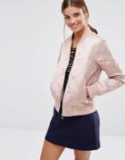 New Look Quilted Padded Bomber - Pink