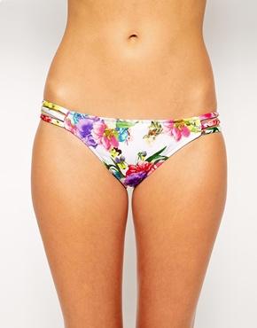 Ginja By Baku Exclusive To Asos Spring Fever Multi Strap Bikini Bottom - White Floral