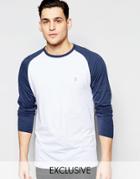 Farah T-shirt With Contrast Reglan Long Sleeves Slim Fit Exclusive - Navy