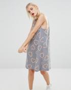 Love Moschino All Over Sweet Hearts Jersey Dress - Gray