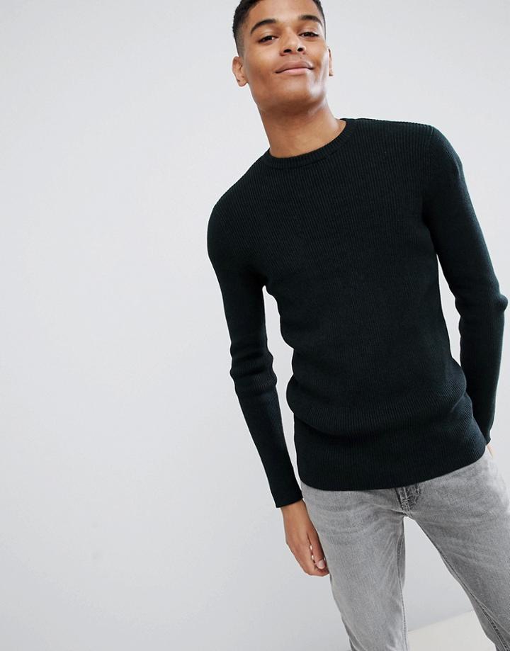 New Look Ribbed Dark Green Sweater - Green