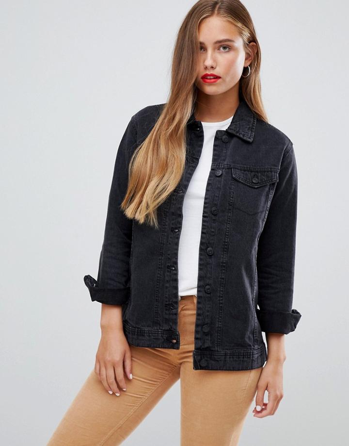 Jdy Ashley Oversized Denim Jacket - Black