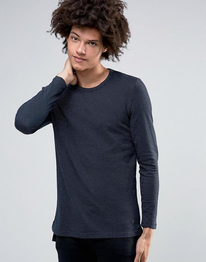 Minimum Issac Long Sleeve Top Texture - Navy