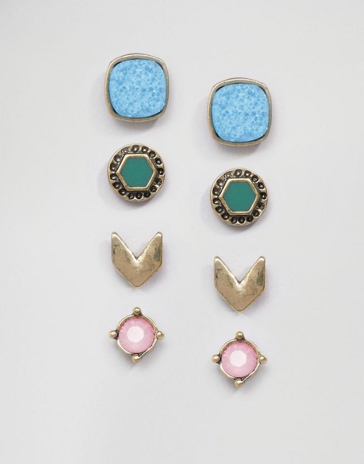 Missguided Four Pack Stud Earrings - Multi