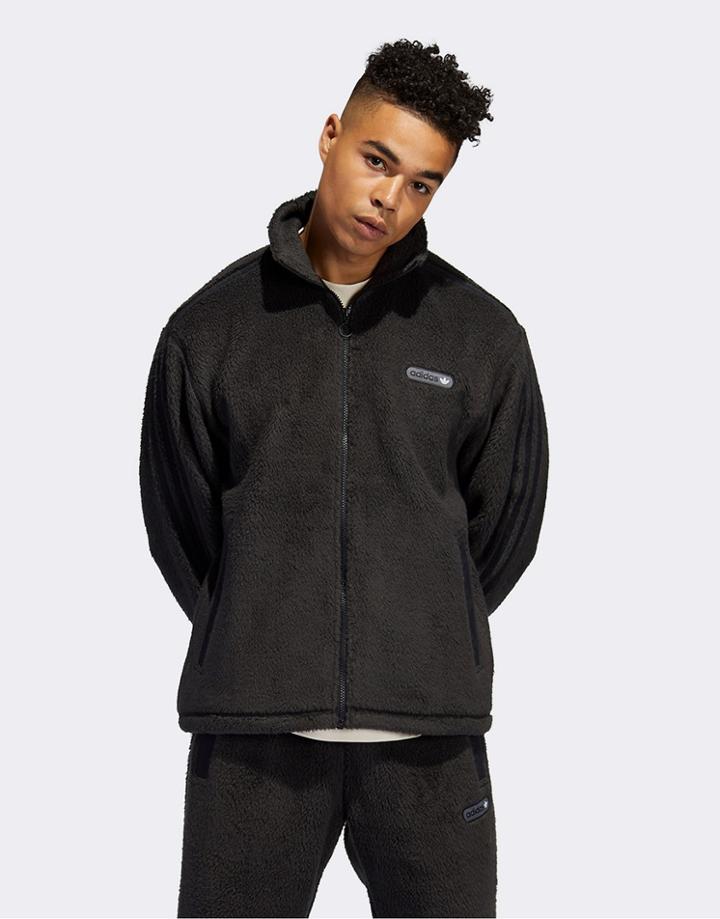 Adidas Originals Sprt Sherpa Track Top In Black