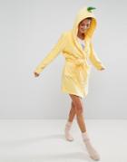 Asos Pineapple Quilted Fleece Robe - Yellow