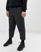Asos Design Drop Crotch Tapered Smart Pants In Sporty Nylon In Charcoal - Gray