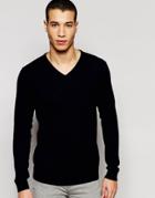 Selected Knitted V-neck Neck Sweater In Merino Wool - Maritime Navy