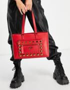 Love Moschino Stud Tote Bag In Red